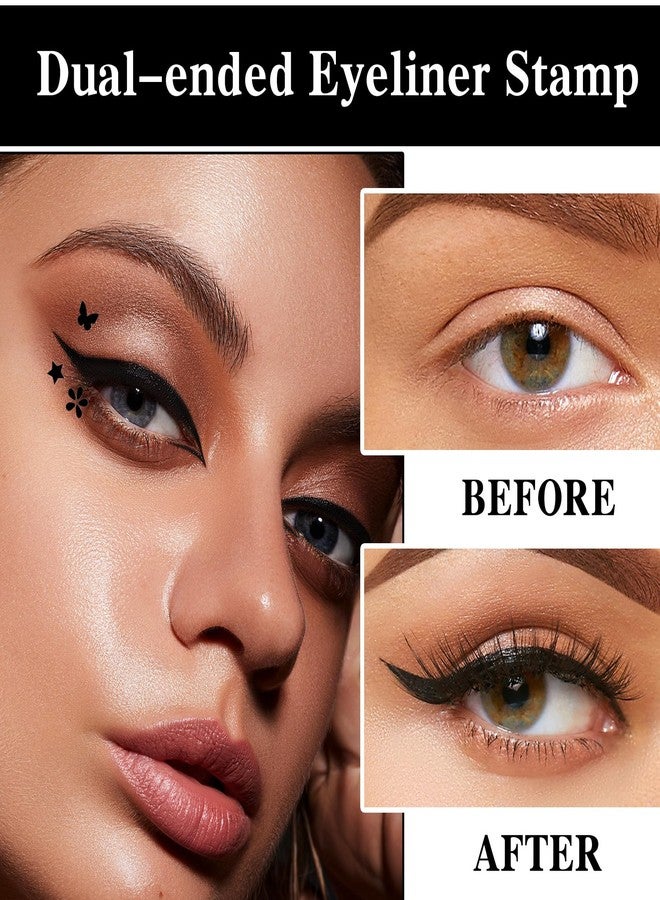 PERVALA 5Pcs Liquid Winged Eyeliner Stamp Pen Set, Dual-Ended Liquid Eyeliner for Perfect Wing Cat Eyes, Waterproof Smudge-Proof Stamp for All Eye Shapes (Star,Heart,Flower,Butterfly,Triangle) - Image 3